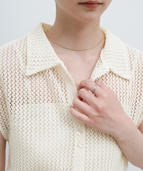select MOCA（セレクトモカ）の「ボタンデザインメッシュレースノースリーブカーディガン（カーディガン/ボレロ・レディース・ブラック/アイボリー・FREE）」の19枚目の写真