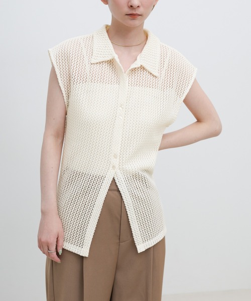 select MOCA（セレクトモカ）の「ボタンデザインメッシュレースノースリーブカーディガン（カーディガン/ボレロ・レディース・ブラック/アイボリー・FREE）」の21枚目の写真