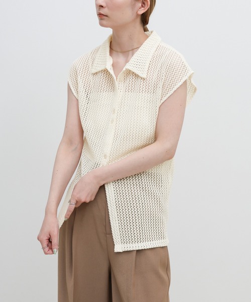 select MOCA（セレクトモカ）の「ボタンデザインメッシュレースノースリーブカーディガン（カーディガン/ボレロ・レディース・ブラック/アイボリー・FREE）」の15枚目の写真