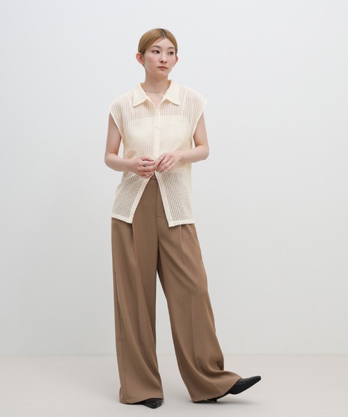 select MOCA（セレクトモカ）の「ボタンデザインメッシュレースノースリーブカーディガン（カーディガン/ボレロ・レディース・ブラック/アイボリー・FREE）」の4枚目の写真