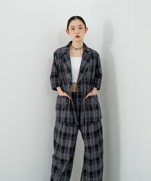 NOMINE(ノミネ)の「【セットアップ対応】チェック タックパンツ(その他パンツ・レディース・ブラウン/ダークネイビー・S/M)」の7枚目の写真