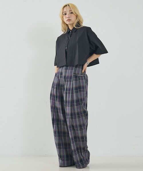 NOMINE(ノミネ)の「【セットアップ対応】チェック タックパンツ(その他パンツ・レディース・ブラウン/ダークネイビー・S/M)」の12枚目の写真