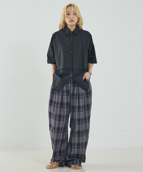 NOMINE(ノミネ)の「【セットアップ対応】チェック タックパンツ(その他パンツ・レディース・ブラウン/ダークネイビー・S/M)」の13枚目の写真