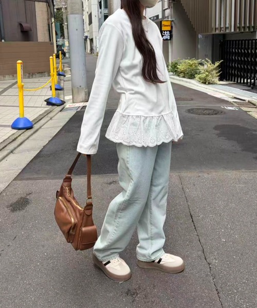 mebole(メボレ)の「Lace Hem Design Tops(Tシャツ/カットソー・レディース・ホワイト・FREE)」の6枚目の写真