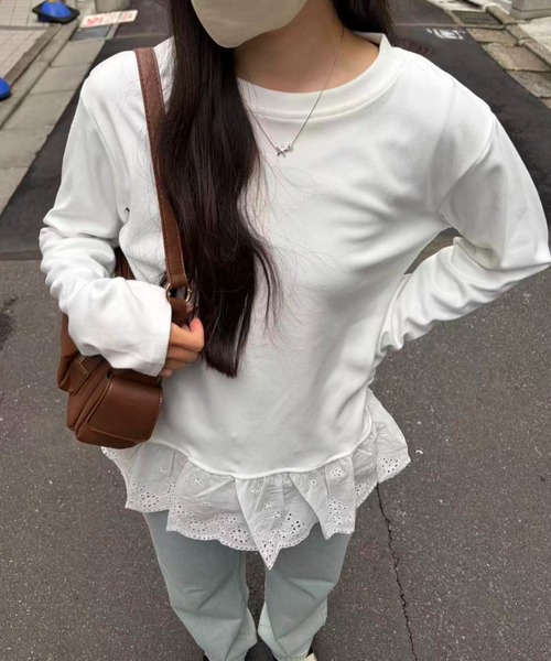 mebole(メボレ)の「Lace Hem Design Tops(Tシャツ/カットソー・レディース・ホワイト・FREE)」の16枚目の写真