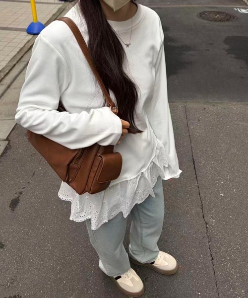 mebole(メボレ)の「Lace Hem Design Tops(Tシャツ/カットソー・レディース・ホワイト・FREE)」の7枚目の写真