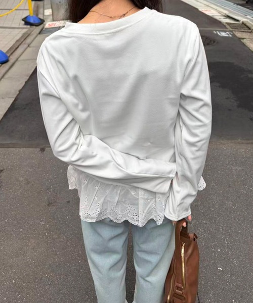 mebole(メボレ)の「Lace Hem Design Tops(Tシャツ/カットソー・レディース・ホワイト・FREE)」の3枚目の写真