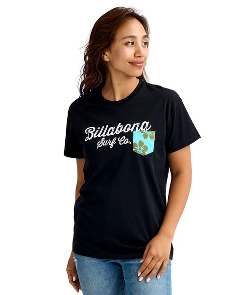 BILLABONG(ビラボン)の「BILLABONG/ビラボン 半袖 Tシャツ ポケット ポケT ロゴ BG013202(Tシャツ/カットソー・レディース・ブラック×ホワイト/アクア・L/M)」の2枚目の写真