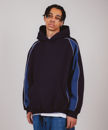 ALL DAY HOOPS（オールデイフープス）の「フープラインオーバーサイズパイピング起毛フード[ネイビー/ブルー]（パーカー）」