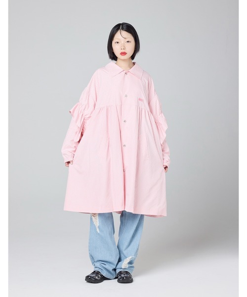 Little sunny bite(リトルサニーバイト)の「【8】【it】【Little Sunny Bite】checker long jacket(ブルゾン・レディース・ピンク/ブラック/ブルー・MEDIUM/SMALL)」の1枚目の写真