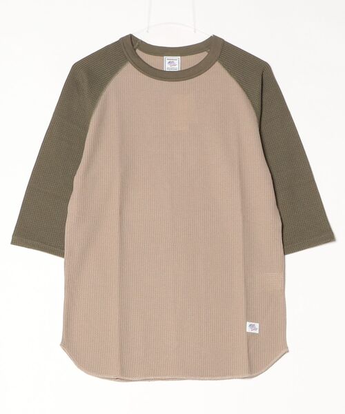 ALWAYS GOOD TIME(オルウェイズグッドタイム)の「【JEMORGAN / ジェーイーモーガン】ワッフルラグラン配色ベースボール7分袖Tシャツ(Tシャツ/カットソー・メンズ・モカ/ネイビー/ナチュラル/杢グレー/オフホワイト・M/L/XL/S)」の4枚目の写真