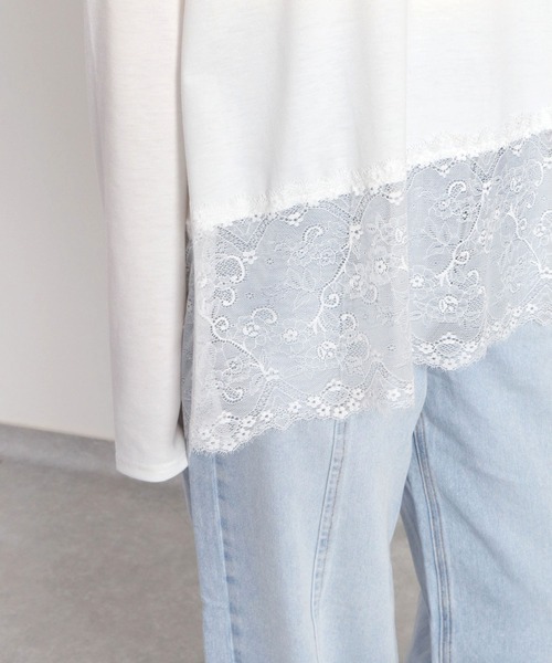 cepo(セポ)の「〈レイヤードコーデの必需品♪〉天竺レースロングスリーブTee(Tシャツ/カットソー・レディース・オフホワイト/ブラック・M)」の8枚目の写真