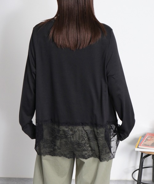 cepo(セポ)の「〈レイヤードコーデの必需品♪〉天竺レースロングスリーブTee(Tシャツ/カットソー・レディース・オフホワイト/ブラック・M)」の17枚目の写真