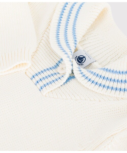 PETIT BATEAU(プチバトー)の「ショールカラーニットプルオーバー(ニット/セーター・キッズ・オフホワイト・18MONTH/12MONTH/24MONTH/36MONTH)」の5枚目の写真