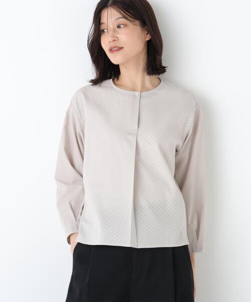 human woman（ヒューマンウーマン）の「◆【ウォッシャブル】カラミレーススキッパーブラウス（シャツ/ブラウス・レディース・ベージュ/ホワイト/ブラック・MEDIUM）」の10枚目の写真