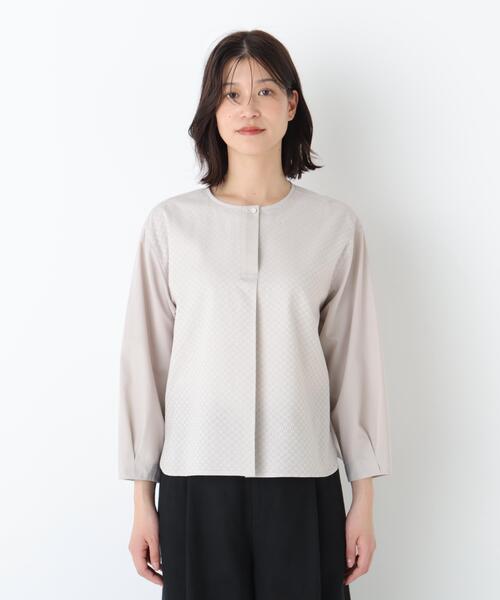 human woman（ヒューマンウーマン）の「◆【ウォッシャブル】カラミレーススキッパーブラウス（シャツ/ブラウス・レディース・ベージュ/ホワイト/ブラック・MEDIUM）」の8枚目の写真