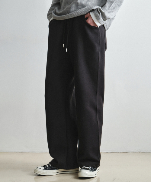 WEDNESDAY OASIS（ウェンズデーオアシス）の「ラインステッチワイドスウェットパンツ_BLACK(W26PT04)（スウェットパンツ・メンズ・ブラック・MEDIUM/LARGE）」の2枚目の写真