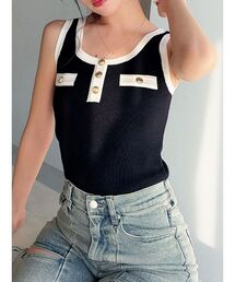 RESEXXY | バイカラーニットタンク(タンクトップ)