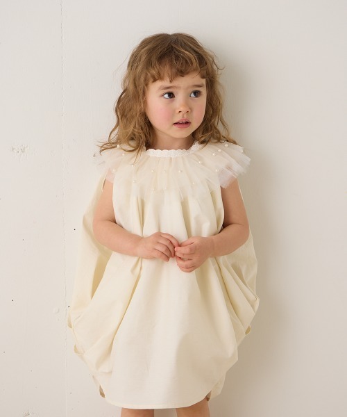 riziere(リジェール)の「パールドットチュール付け襟(付け襟・キッズ・オフホワイト・FREE)」の2枚目の写真
