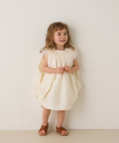 riziere(リジェール)の「パールドットチュール付け襟(付け襟・キッズ・オフホワイト・FREE)」の3枚目の写真