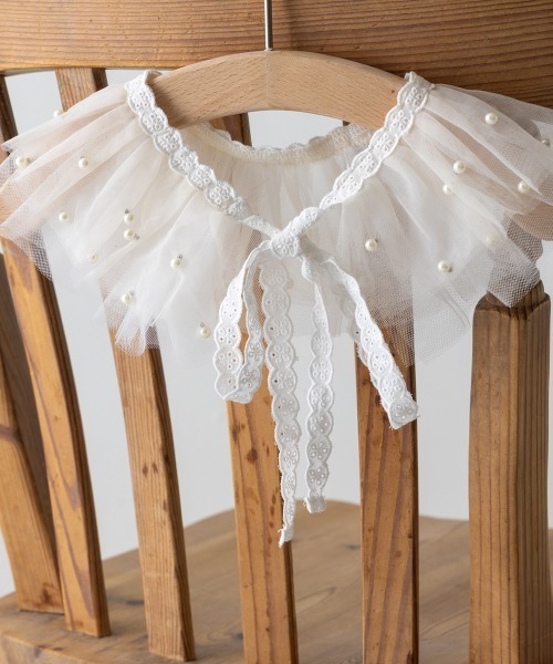riziere(リジェール)の「パールドットチュール付け襟(付け襟・キッズ・オフホワイト・FREE)」の5枚目の写真