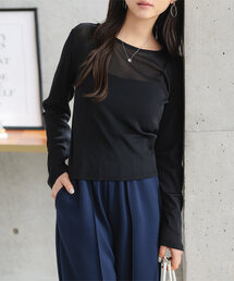 Petitle（プチレ）の「[ 低身長向けサイズ ] 選べる3サイズ シアー長袖Tシャツ（Tシャツ/カットソー）」