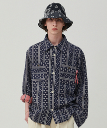 [コレクションライン] ダブルフェイスポイントシャツジャケット ネイビー