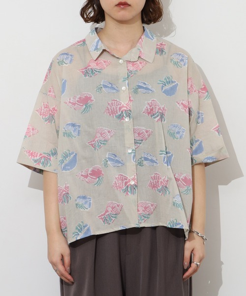 KILKI(キルキー)の「kilki ヤドカリプリントブラウス 半端袖(シャツ/ブラウス・レディース・グレイッシュベージュ/ネイビー系・ONESIZE)」の15枚目の写真