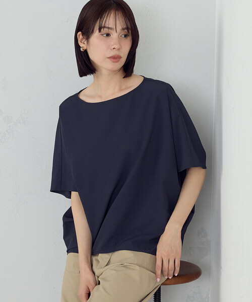COMME CA ISM(コムサイズム)の「【UVカット・接触冷感・吸水速乾】クールコンフォート Tブラウス(シャツ/ブラウス・レディース・チャコール/ネイビー/イエロー/サックスブルー/オフホワイト/セージグリーン・FREE)」の8枚目の写真