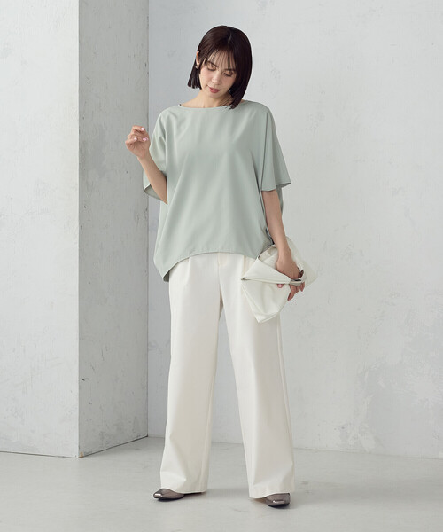COMME CA ISM(コムサイズム)の「【UVカット・接触冷感・吸水速乾】クールコンフォート Tブラウス(シャツ/ブラウス・レディース・チャコール/ネイビー/イエロー/サックスブルー/オフホワイト/セージグリーン・FREE)」の9枚目の写真