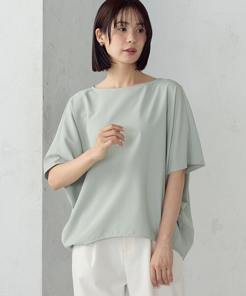 COMME CA ISM(コムサイズム)の「【UVカット・接触冷感・吸水速乾】クールコンフォート Tブラウス(シャツ/ブラウス・レディース・チャコール/ネイビー/イエロー/サックスブルー/オフホワイト/セージグリーン・FREE)」の12枚目の写真