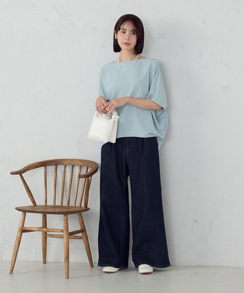 COMME CA ISM(コムサイズム)の「【UVカット・接触冷感・吸水速乾】クールコンフォート Tブラウス(シャツ/ブラウス・レディース・チャコール/ネイビー/イエロー/サックスブルー/オフホワイト/セージグリーン・FREE)」の14枚目の写真