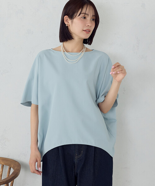 COMME CA ISM(コムサイズム)の「【UVカット・接触冷感・吸水速乾】クールコンフォート Tブラウス(シャツ/ブラウス・レディース・チャコール/ネイビー/イエロー/サックスブルー/オフホワイト/セージグリーン・FREE)」の15枚目の写真