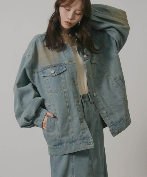 NYLAUS(ナイラス)の「【SG】オーバーサイズデニムジャケット Gジャン(デニムジャケット・レディース・ライトブルー/ブルー/ブラック/ブラウン/イエロー/ブルー系その他2/ピンク・L/M)」の5枚目の写真