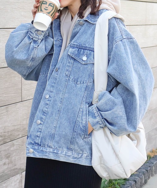 NYLAUS(ナイラス)の「【SG】オーバーサイズデニムジャケット Gジャン(デニムジャケット・レディース・ライトブルー/ブルー/ブラック/ブラウン/イエロー/ブルー系その他2/ピンク・L/M)」の1枚目の写真