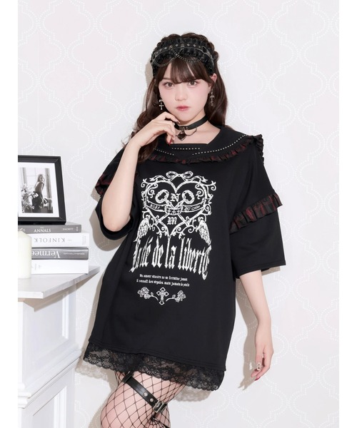 ゴシックバックスピンドルセーラーリボンチュニック（Tシャツ