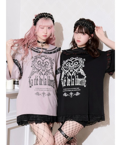 ゴシックバックスピンドルセーラーリボンチュニック（Tシャツ
