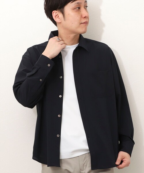 NOLLEY'S LIGHT(ノーリーズライト)の「ドットメッシュ レギュラーカラーシャツ(シャツ/ブラウス・メンズ・ネイビー/グレイッシュブルー・M/L)」の1枚目の写真
