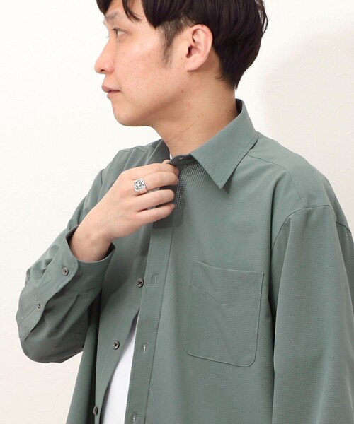 NOLLEY'S LIGHT(ノーリーズライト)の「ドットメッシュ レギュラーカラーシャツ(シャツ/ブラウス・メンズ・ネイビー/グレイッシュブルー・M/L)」の5枚目の写真