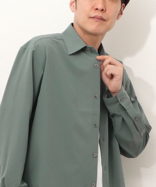 NOLLEY'S LIGHT(ノーリーズライト)の「ドットメッシュ レギュラーカラーシャツ(シャツ/ブラウス・メンズ・ネイビー/グレイッシュブルー・M/L)」の4枚目の写真