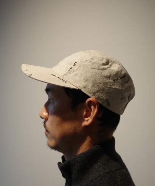 KIJIMA TAKAYUKI(キジマ タカユキ)の「KIJIMA TAKAYUKI LINEN COTTON PRINTED JET CAP(キャップ・メンズ・ブラック/オフホワイト・FREE)」の3枚目の写真