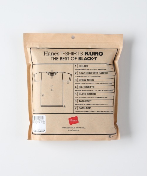 HANES(ヘインズ)の「【S~XLサイズ】KURO クルーネック半袖Tシャツ(Tシャツ/カットソー・メンズ・ブラック・L/M/S/XL)」の9枚目の写真