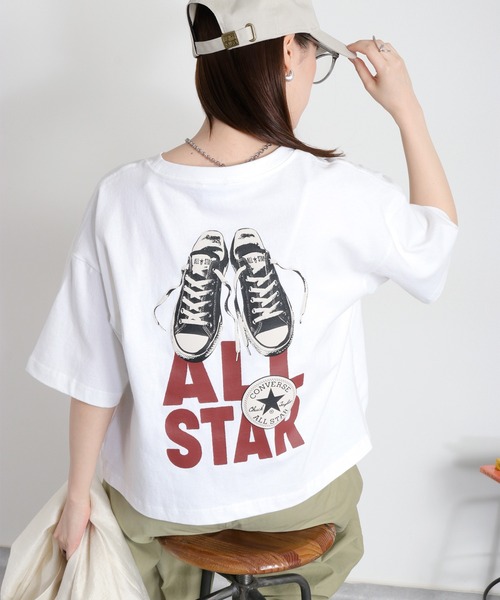 CONVERSE(コンバース)の「【CONVERSE】CVローカットシューズプリント ショートスリーブTee(Tシャツ/カットソー・レディース・ブラック/グリーン/ホワイト・M)」の12枚目の写真