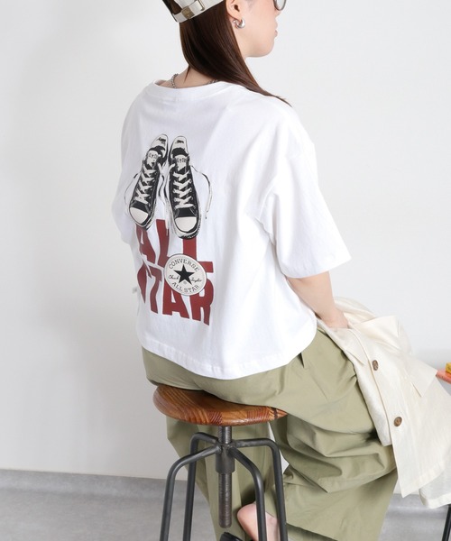 CONVERSE(コンバース)の「【CONVERSE】CVローカットシューズプリント ショートスリーブTee(Tシャツ/カットソー・レディース・ブラック/グリーン/ホワイト・M)」の13枚目の写真