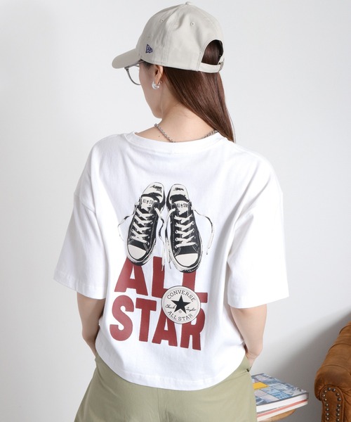 CONVERSE(コンバース)の「【CONVERSE】CVローカットシューズプリント ショートスリーブTee(Tシャツ/カットソー・レディース・ブラック/グリーン/ホワイト・M)」の10枚目の写真