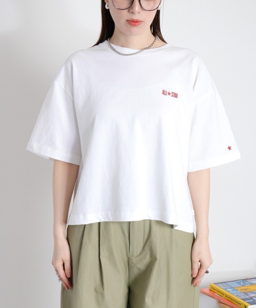CONVERSE(コンバース)の「【CONVERSE】CVローカットシューズプリント ショートスリーブTee(Tシャツ/カットソー・レディース・ブラック/グリーン/ホワイト・M)」の8枚目の写真