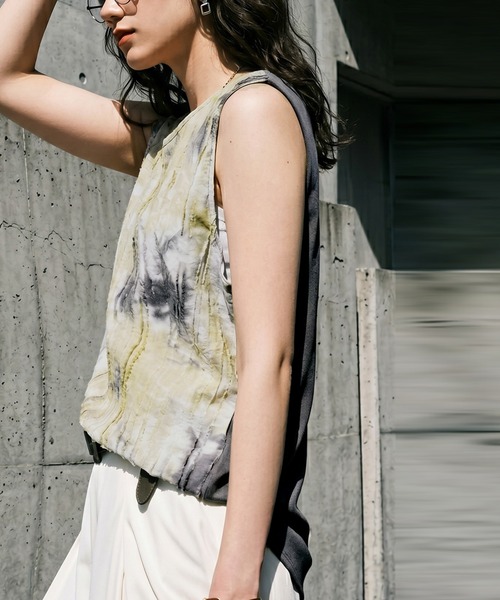 antiqua（アンティカ）の「水彩柄 タンクトップ（タンクトップ・レディース・ミックスグレー/ブラック・ONESIZE）」の8枚目の写真