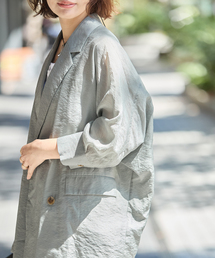 journal standard L'essage（ジャーナルスタンダードレサージュ）の「シアーストライプ/無地ドルマンジャケット（テーラードジャケット）」