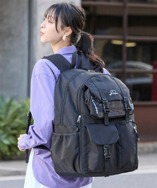 nissen(ニッセン)の「FILA ショルダーバッグ付拡張型11ポケットはっ水ドデカリュックサック(A3対応)(PC収納)(約48L)(バックパック/リュック・レディース・ブラック・FREE)」の1枚目の写真