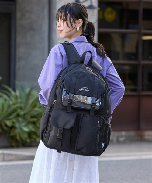 nissen(ニッセン)の「FILA ショルダーバッグ付拡張型11ポケットはっ水ドデカリュックサック(A3対応)(PC収納)(約48L)(バックパック/リュック・レディース・ブラック・FREE)」の9枚目の写真